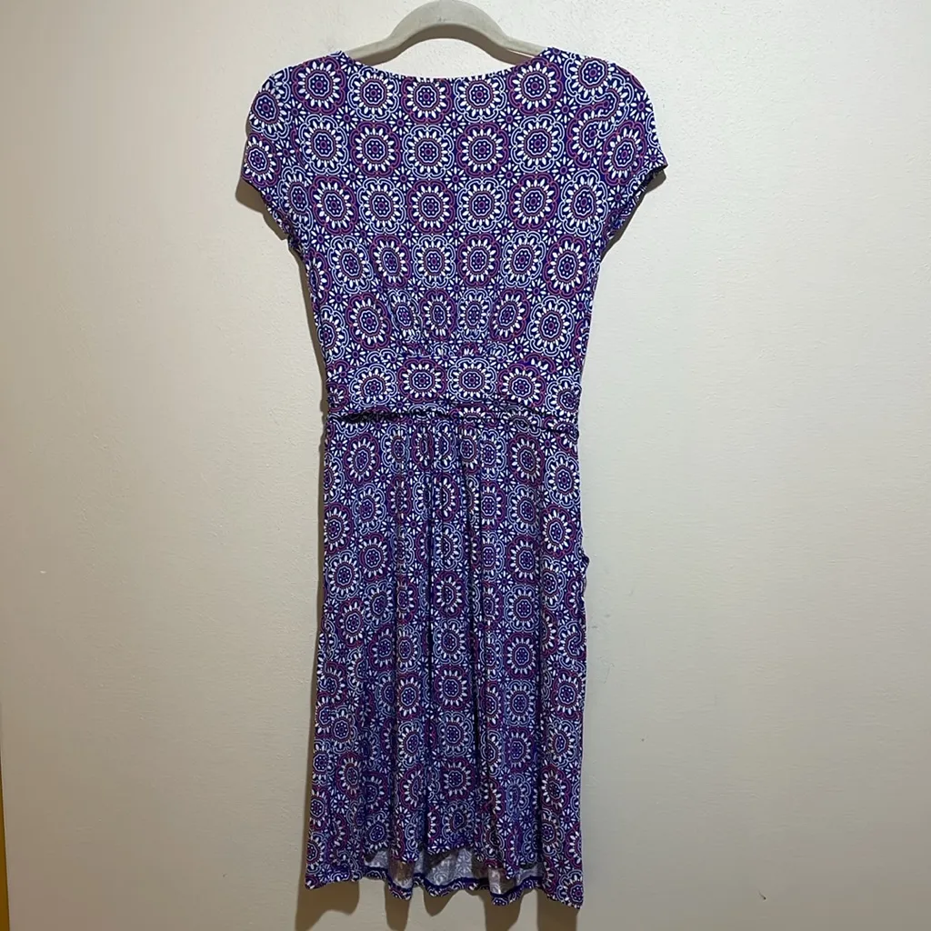Boden Amelie Jersey Knit Short Sleeve Dress Blue White Pink Pattern Size 2 J0326 - Image 9