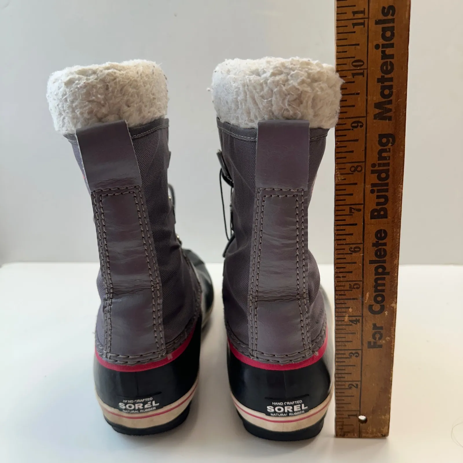 Sorel Waterproof Winter Snow Boots Faux Fur Trim Lace Up Gray Pink Women Size‎ 5 - Image 9