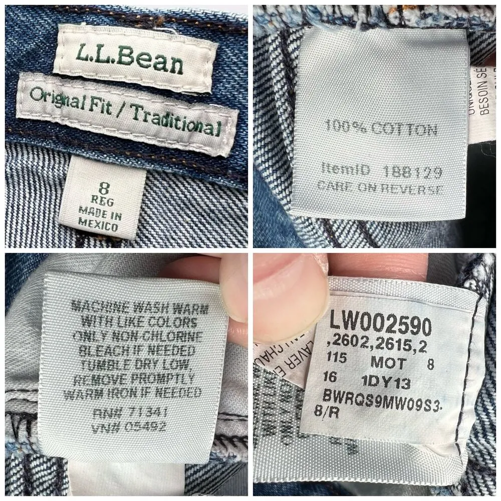 VTG L.L. Bean Original Fit High Rise Denim Jeans Straight Leg Size 8 - Image 3
