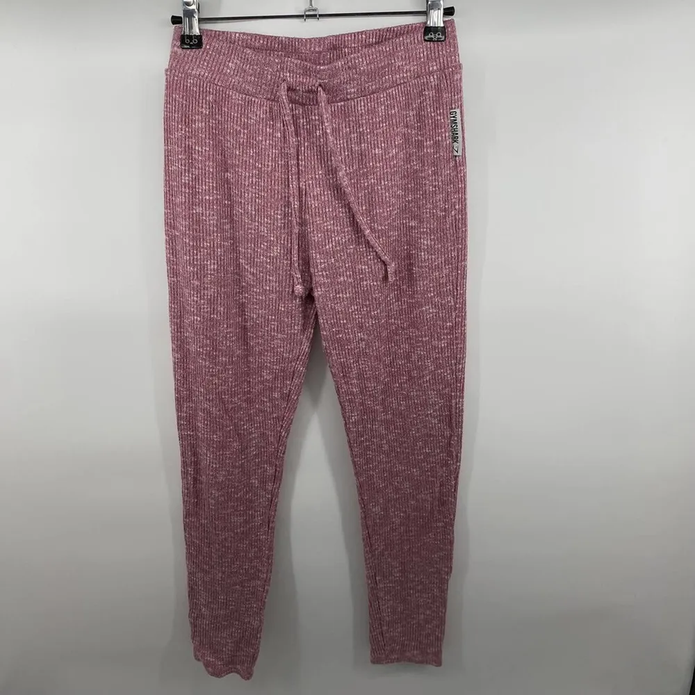 Gymshark Pink Marled Ribbed Knit Drawstring Jogger Sweats Size Small - Image 5