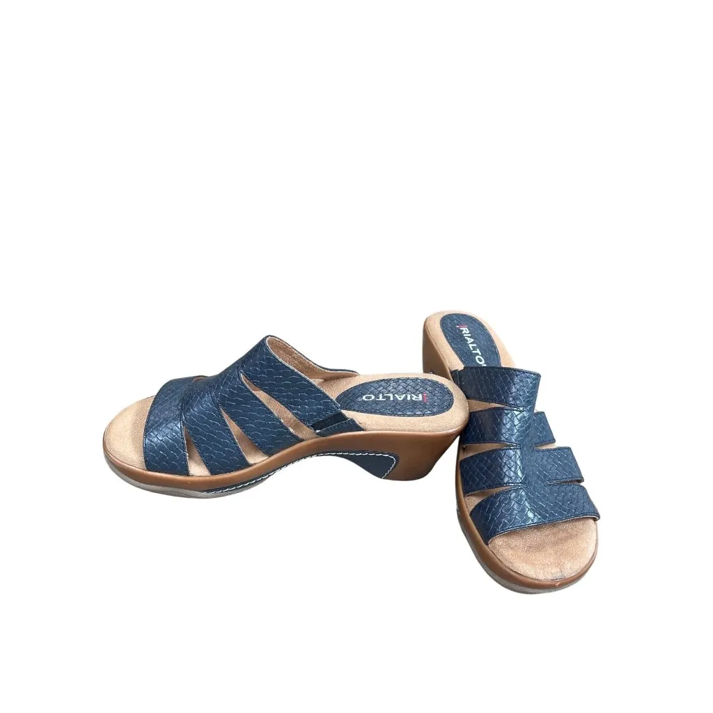 Rialto Womens synthetic Navy Blue Slide Wedge Sandals Sz 6M SKU 9495 - Image 2