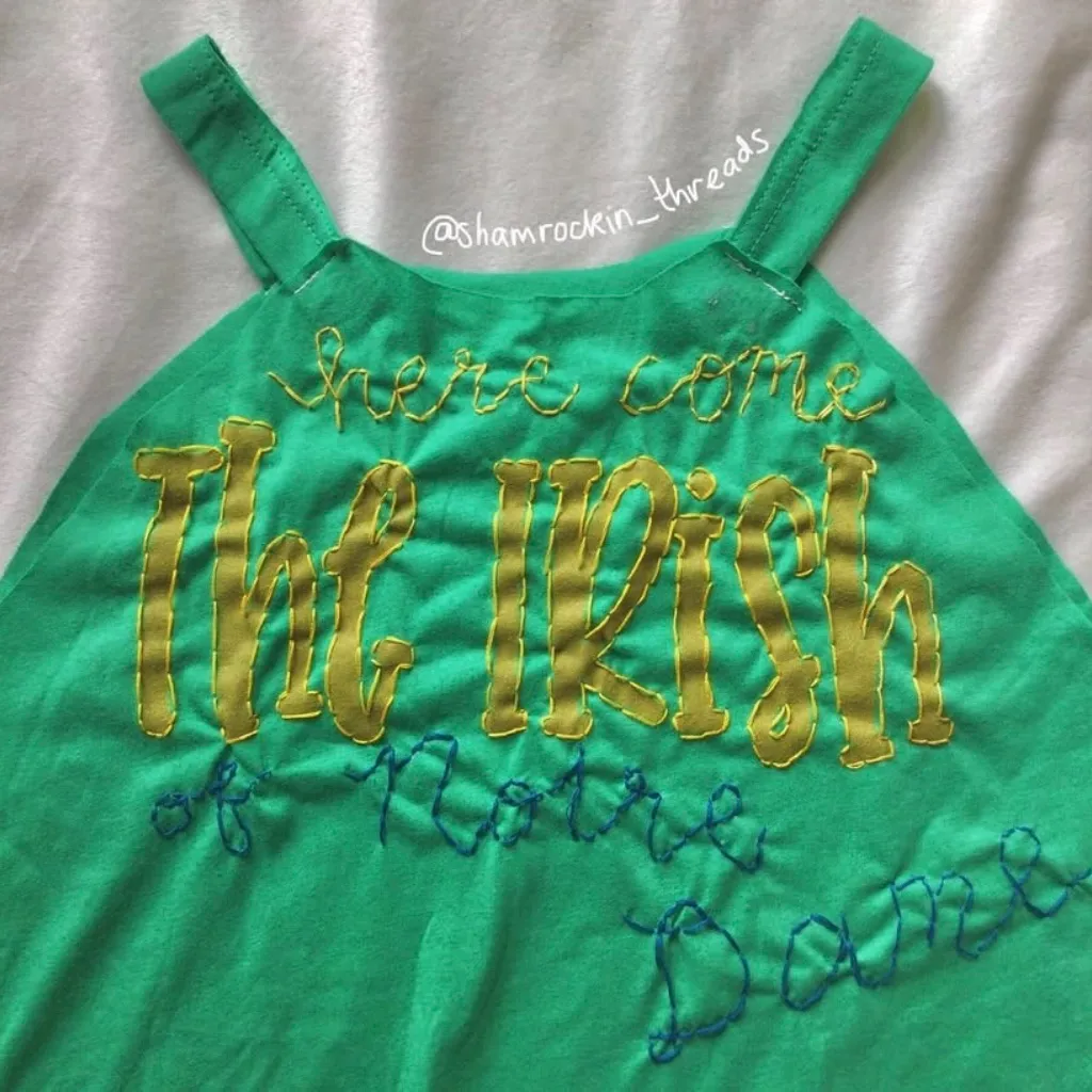 green embroidered Irish reworked tank top - Image 3