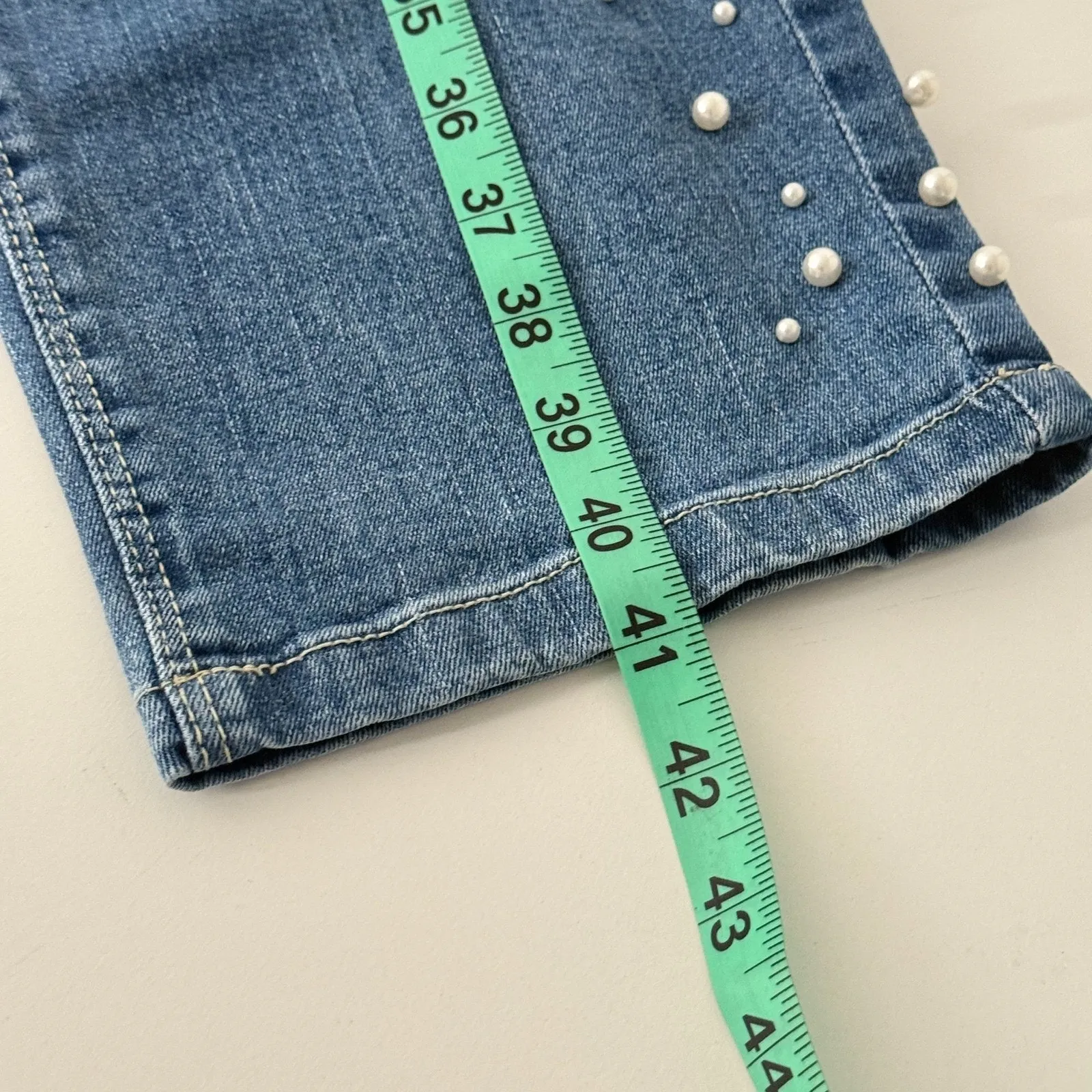 Anthology Sadie Slim Pearl Embellished Sz 24 Womens Denim Jeans Decorative Y2K‎ Blue - Image 11