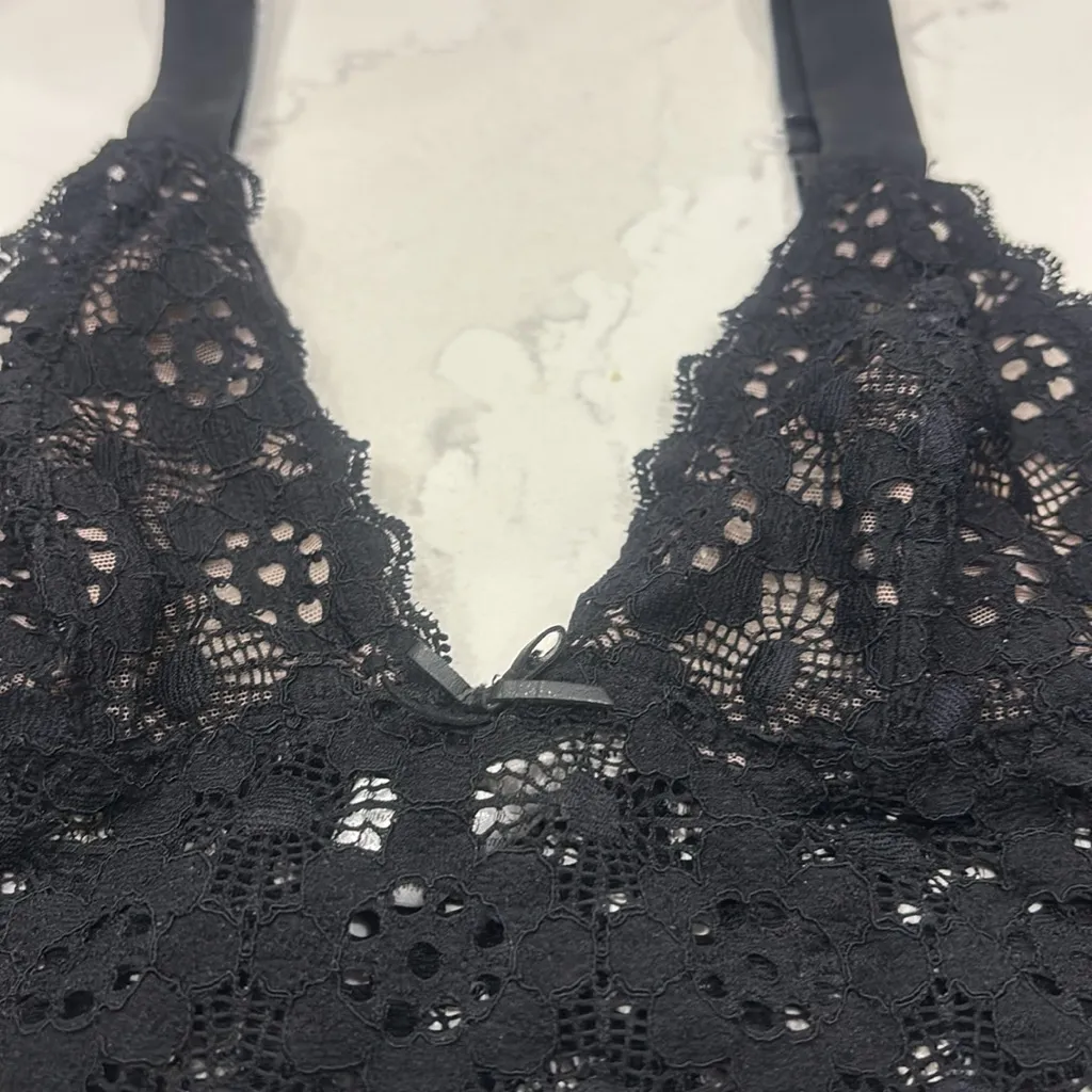 Fleur du Mal Black Crochet Long Line Bra - Image 9