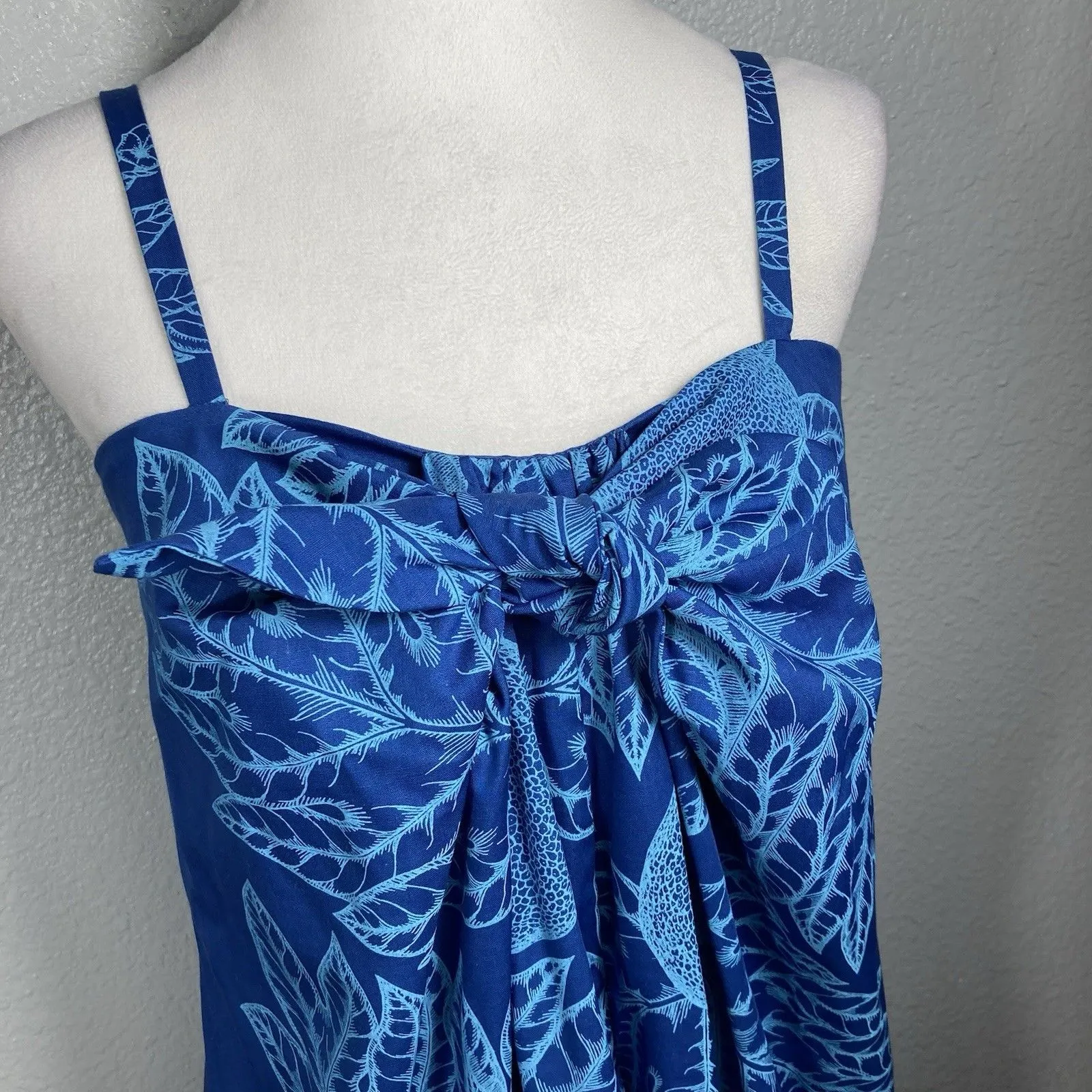 VTG TAHITI IMPORTS RARE Dress Tropical Hawaiian Maxi Sun Dress Resort Island 60s Blue Size 10 - Image 2