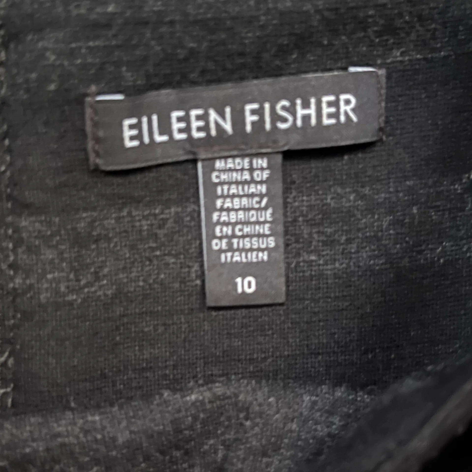 Eileen Fisher Black Gray Striped Sleeveless Fitted Knee Length Dress Size 10 - Image 4