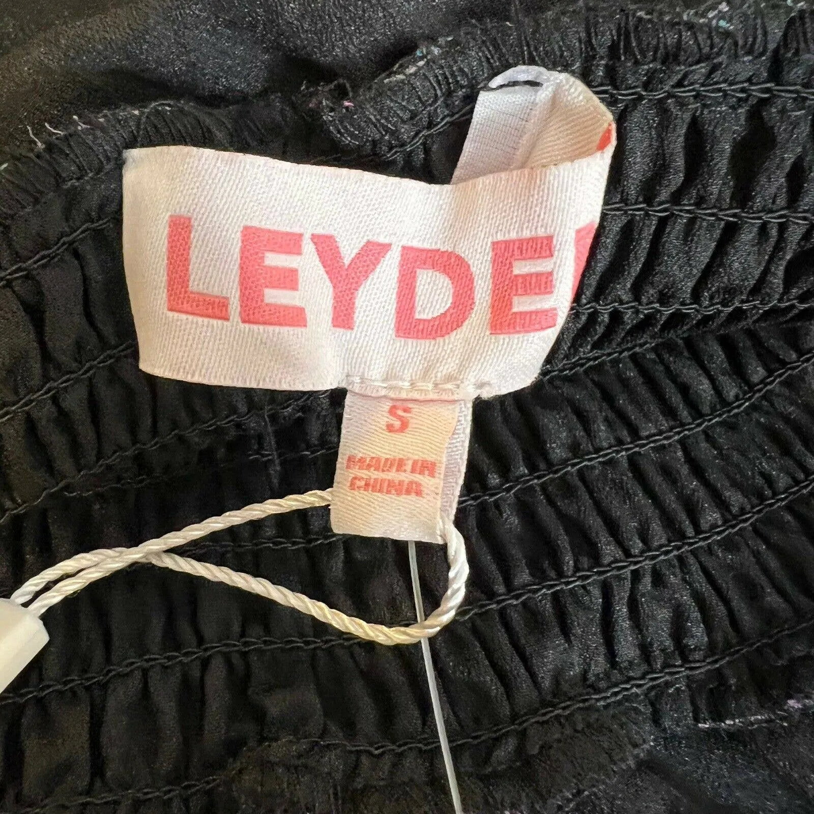 LEYDEN Printed Smocked Mini Dress Kaleidoscope Crossover S Black New‎ - Image 10