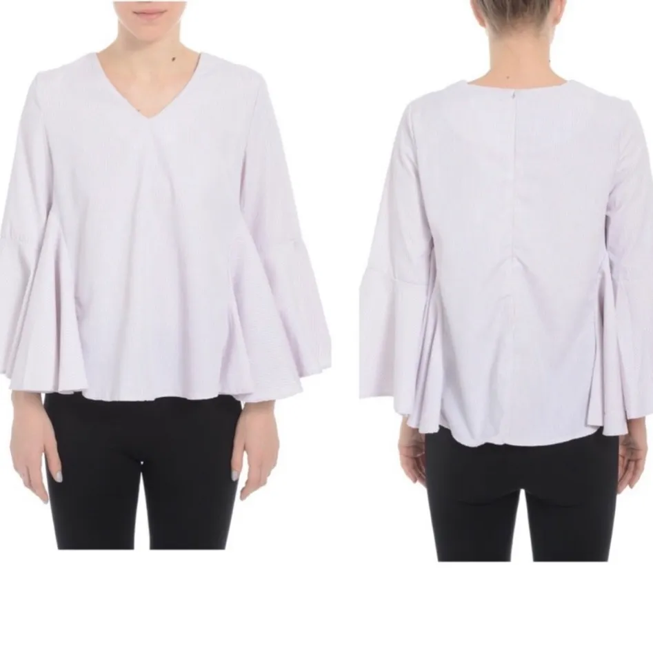 Romeo & Juliet Couture fan-sleeved pinstriped blouse / M / EUC* - Image 2