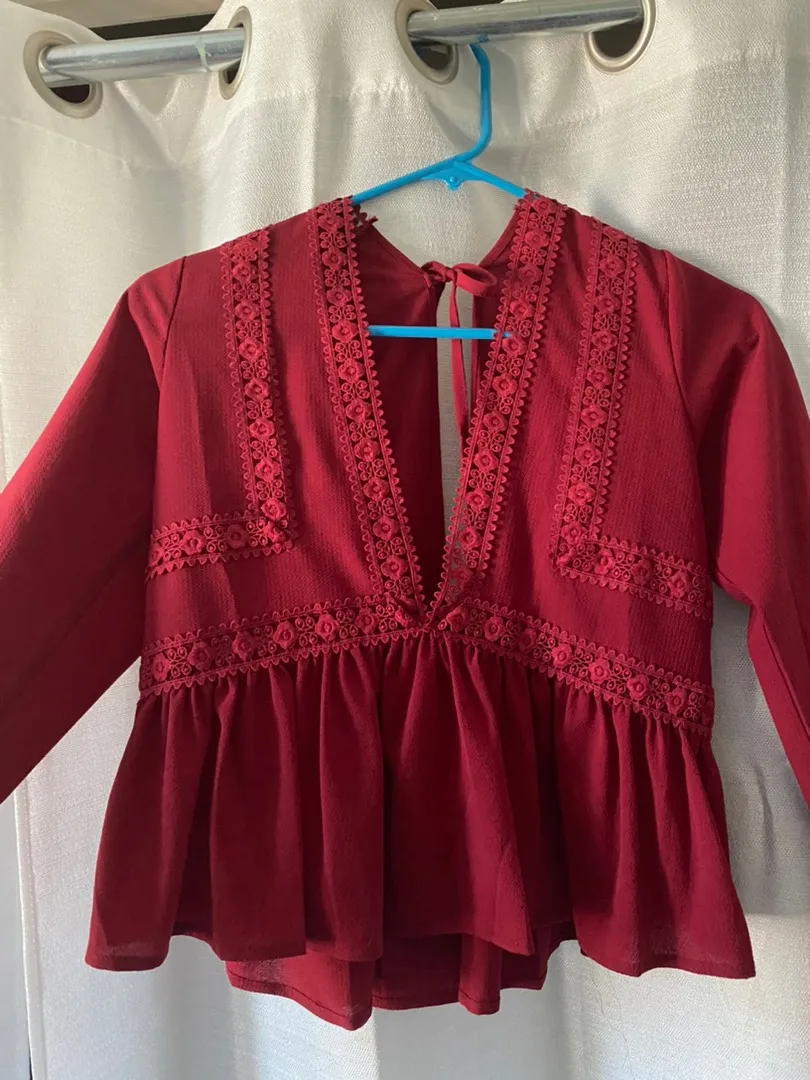 SheIn Red Peplum Top - Image 2