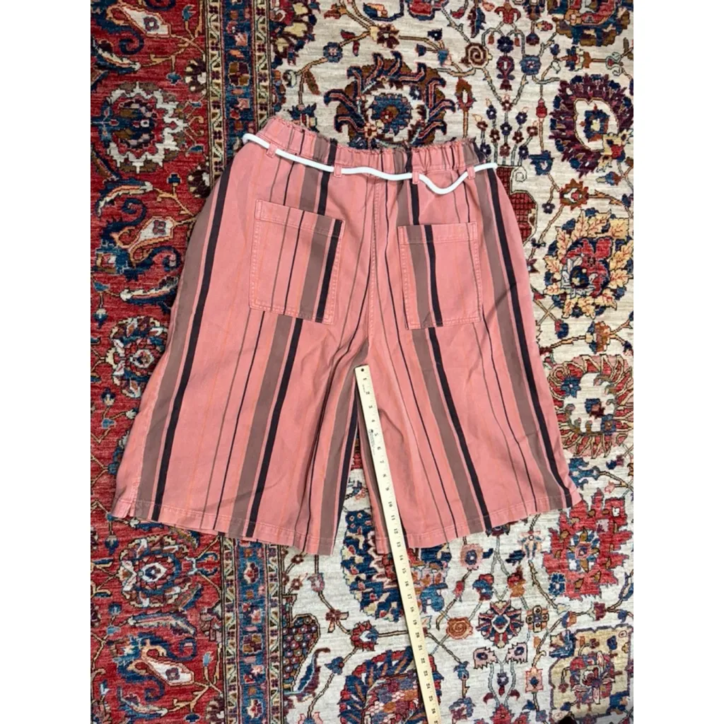 Pilcro Anthropologie Striped Cotton Pull-On Lounge Shorts Women’s M Peach Boho C - Image 8
