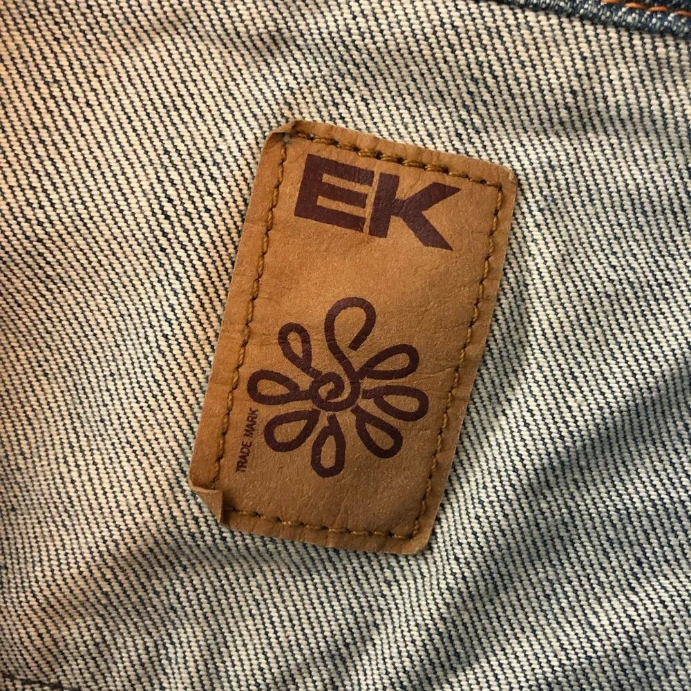 EK Jeans Womens Denim Jacket Full Zip Pockets Vintage Retro Trucker Y2K M Blue Size M - Image 4