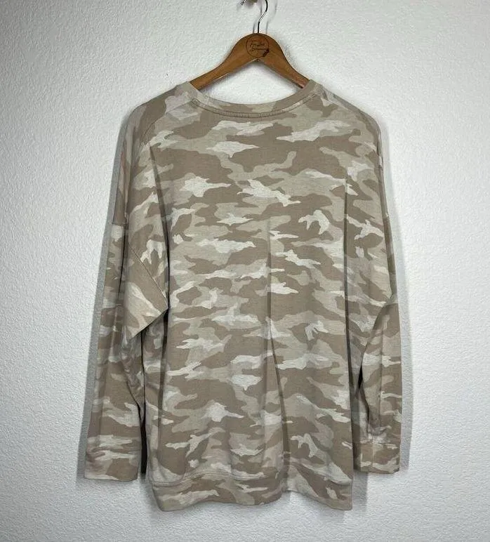 Athleta Studio To Street Sweatshirt XL Oatmeal Camo - Image 4