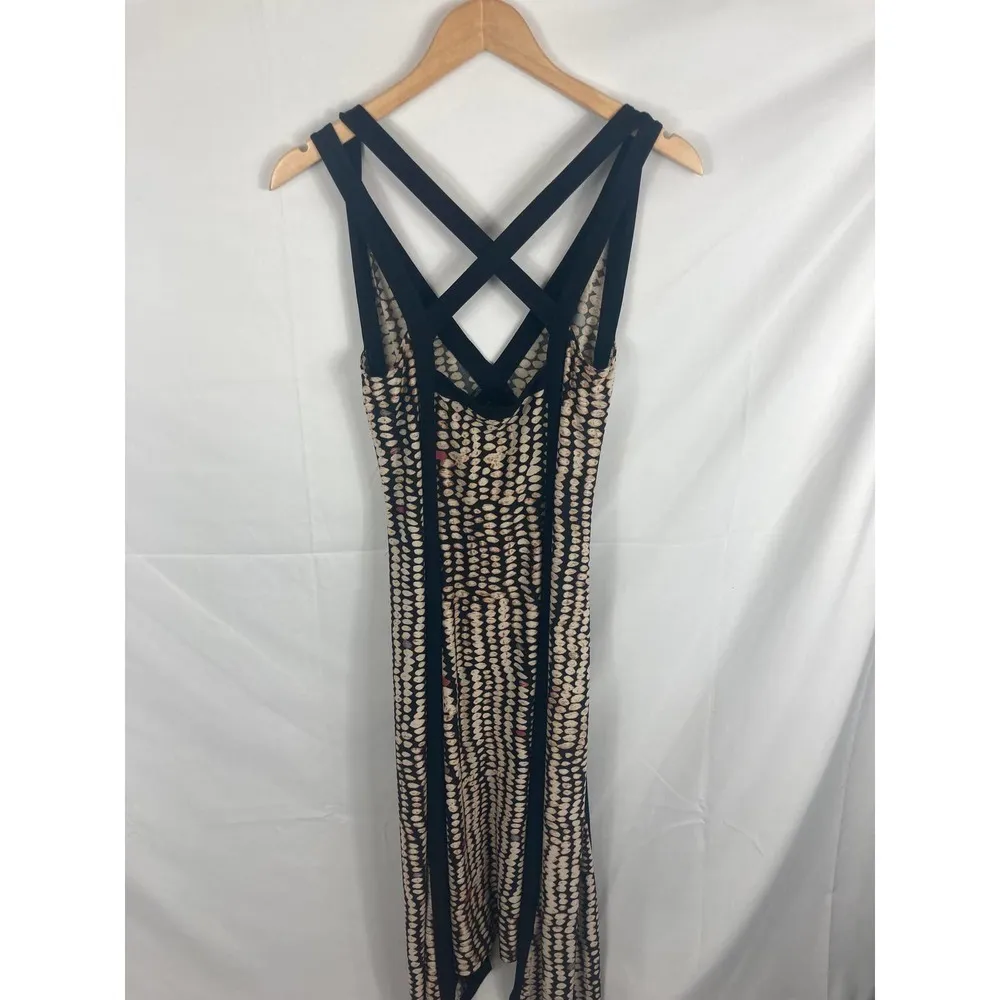 BCBGMAXAZRIA Black Printed Criss-Cross Back Hi-Low Midi Dress XS - Image 6