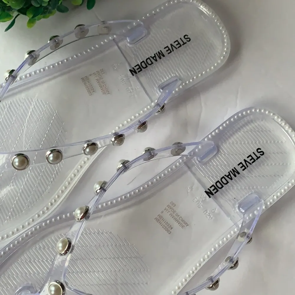NWOT Steve Madden MEH102003 Clear Flat Sandal‎  9 - Image 4