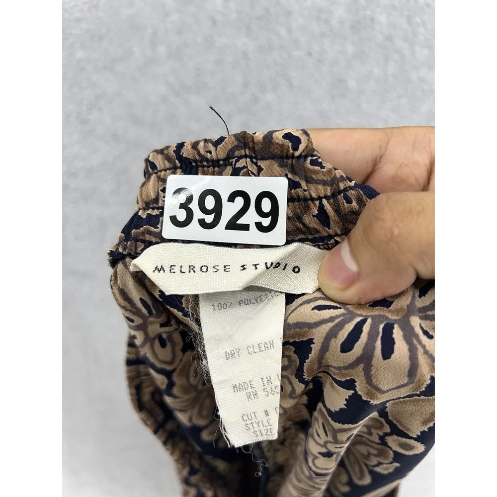 Melrose Studio Women's Pull On Pants Tribal Print Large Drawstring Brown Vintage - Image 4