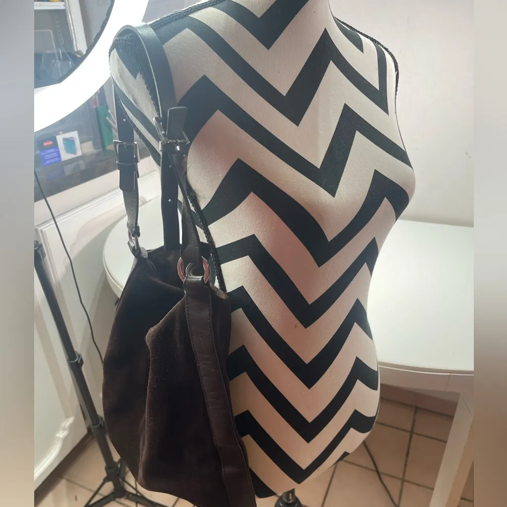 Y2K The Limited Chocolate Brown Suede Tote Leather  Shoulder Bag Boho Preppy 90s - Image 2