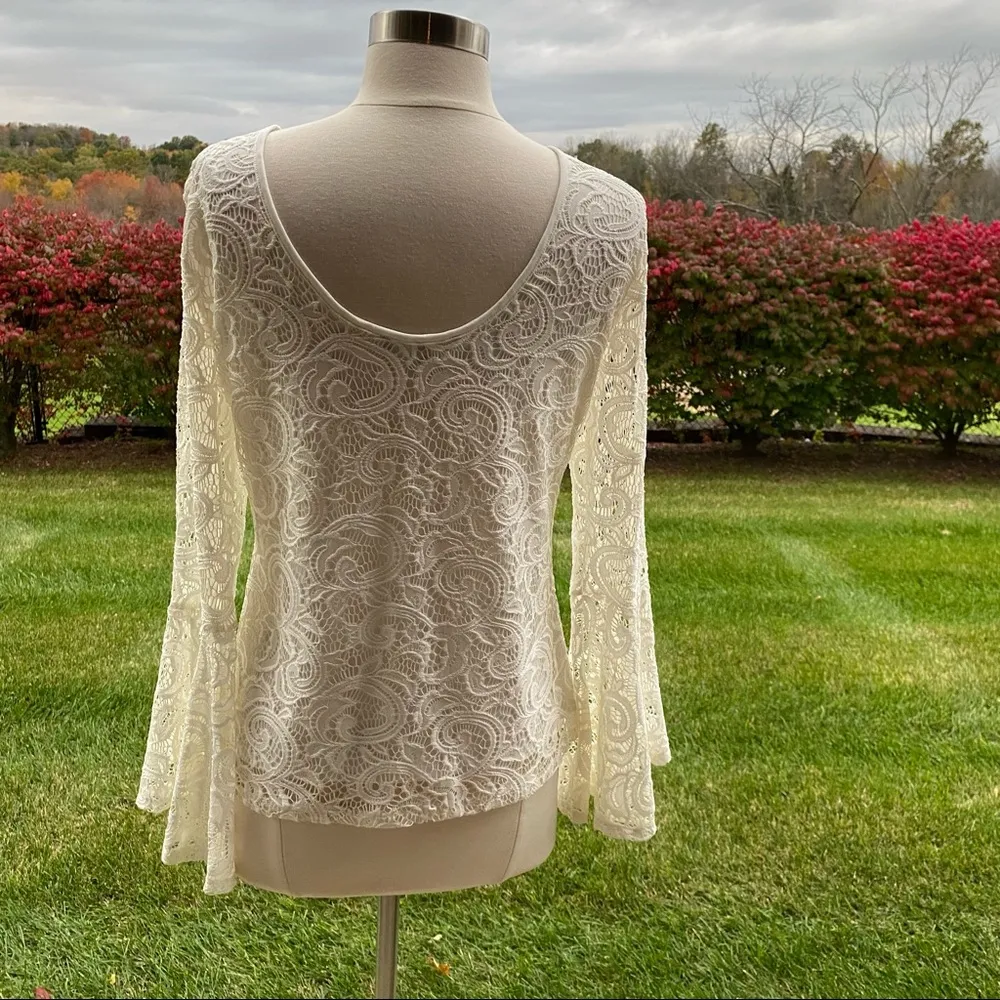 Adrianna Papell Ivory Knit Lace Blouse - Image 8