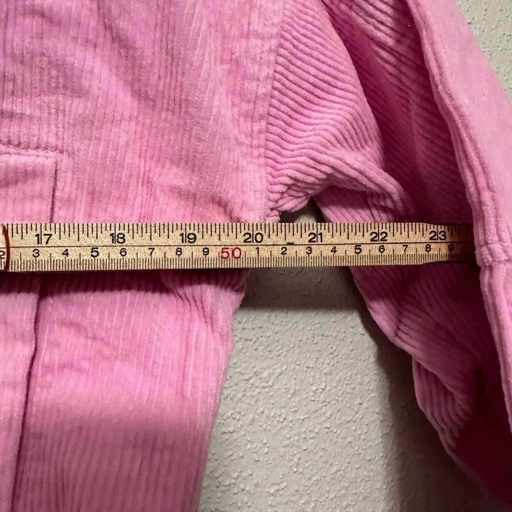 Forever 21 Light Pink Cropped Corduroy Drawstring Hood Bomber Jacket - Medium - Image 4