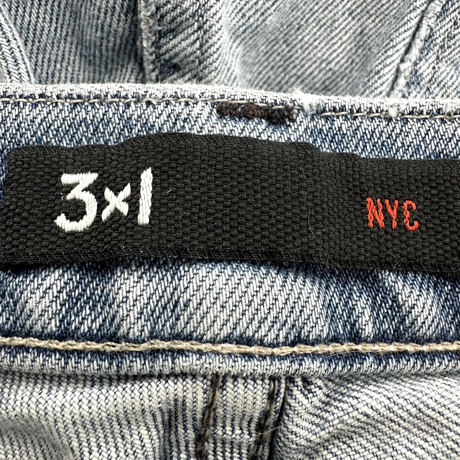 3x1 Shelter High Rise Cropped Jeans Ombre Straight Leg Raw Hem Denim Blue 27 - Image 3