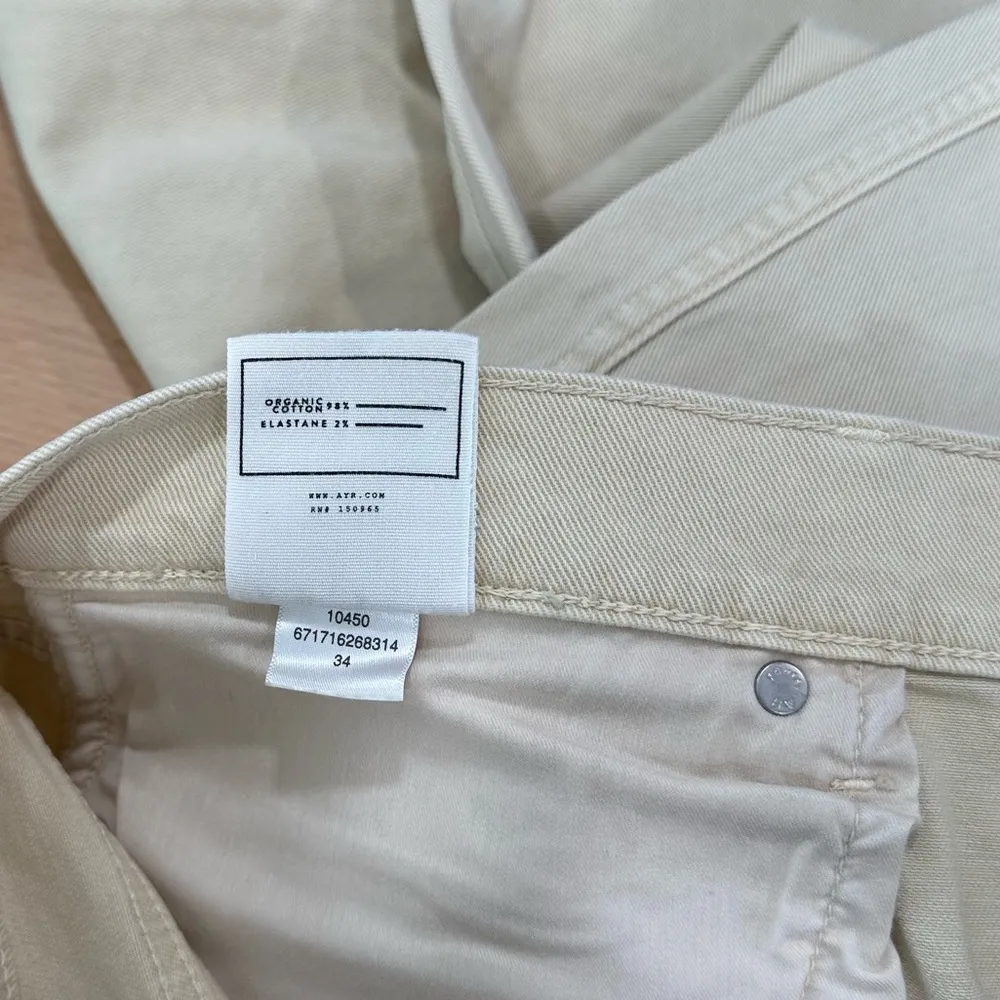 AYR The Beat Drop Jeans Barrel Leg in Straw Hat Cream Tan Size 34 - Image 8