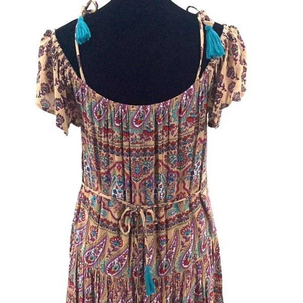 Patrons Of Peace Womens Paisley Cold Shoulder Boho Dress Multicolor Small - Image 5