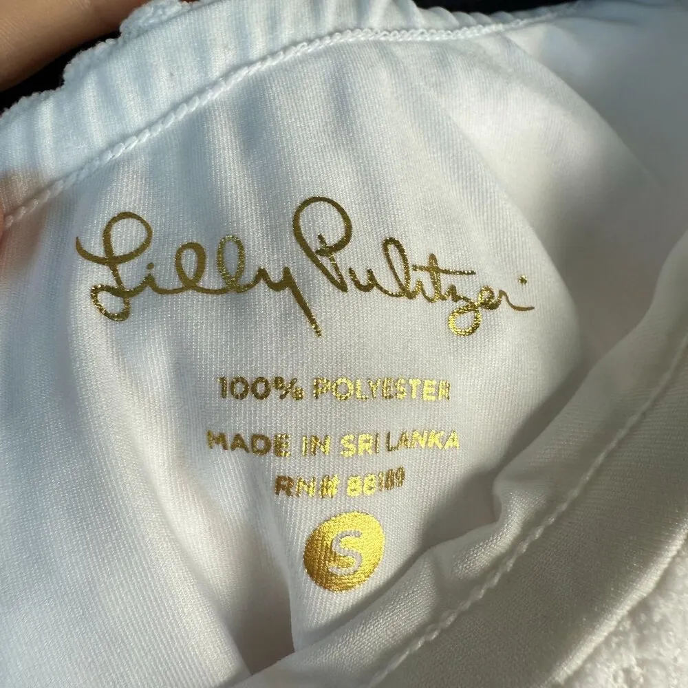 Lilly Pulitzer Top Matteo One Shoulder Lace Resort Sea Urchin White Sz Sm - Image 4