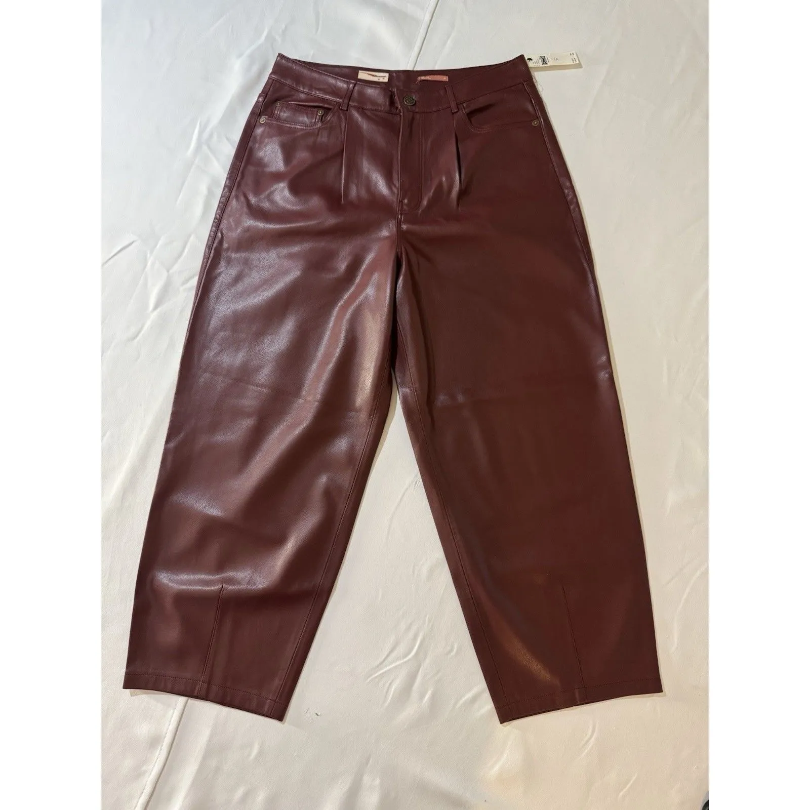 Pilcro/Anthropology Faux Leather Wine The Breaker Casual Pants Cropped 29 New - Image 2