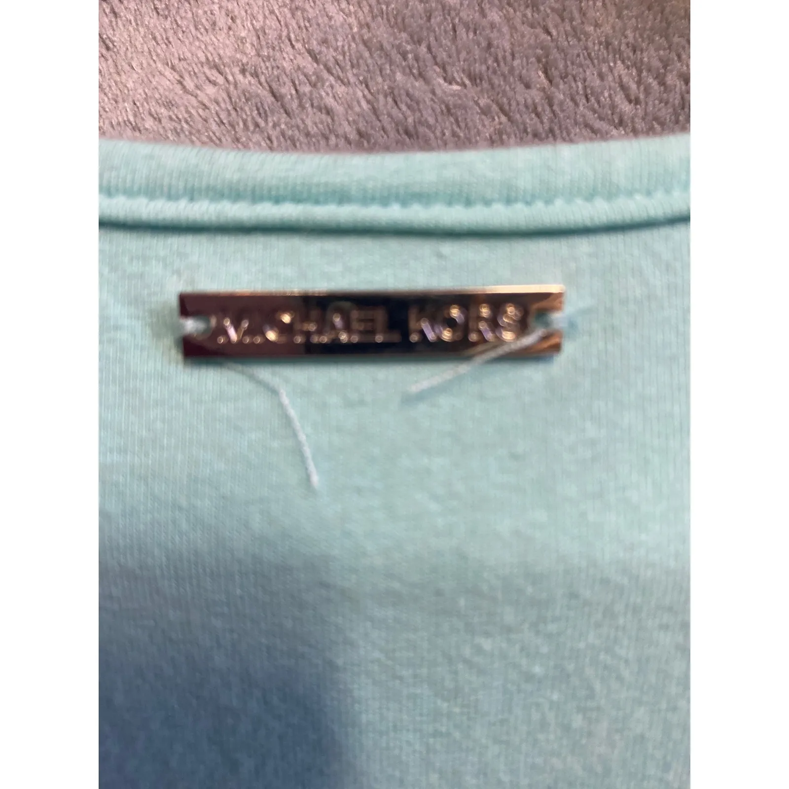 Michael‎ Kors Aqua Blue V Neck Zipper Ruched Tank Top Women's Size Medium - Image 6