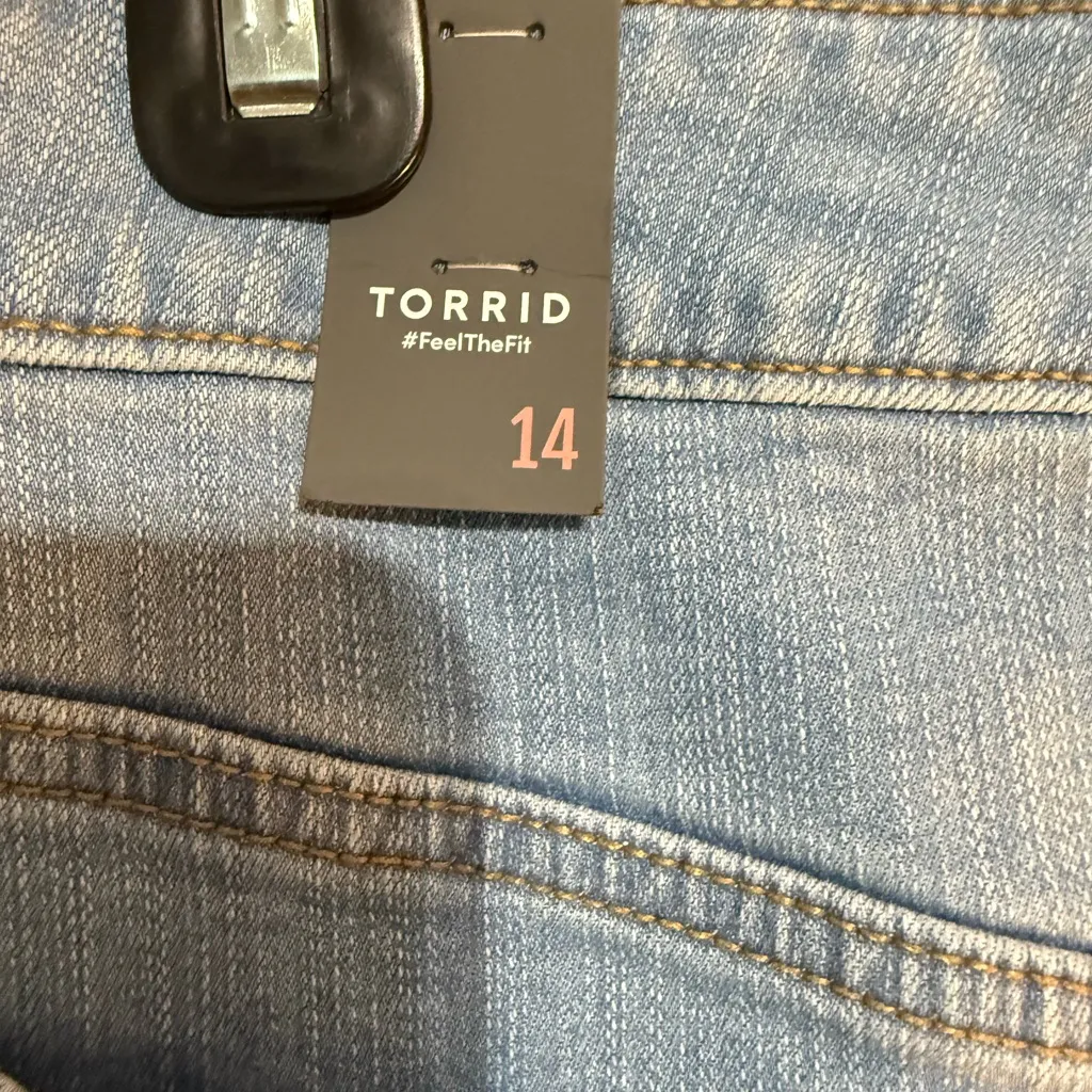 NWT Torrid Midi Denim Front Slit Skirt, Light Blue Denim Pencil Skirt - Image 7
