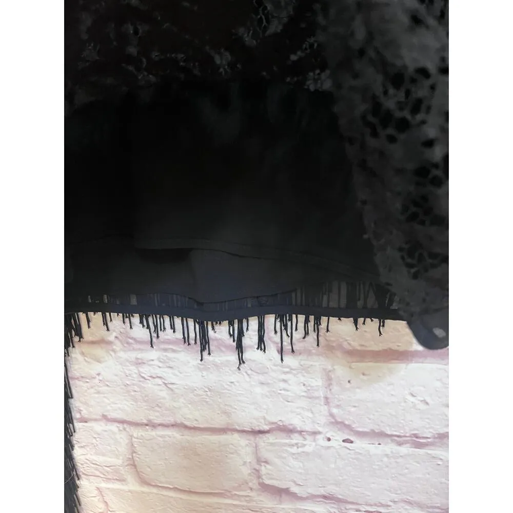 Michael Michael Kors Black Fringe Lace Mini Dress Size 0 - Image 6