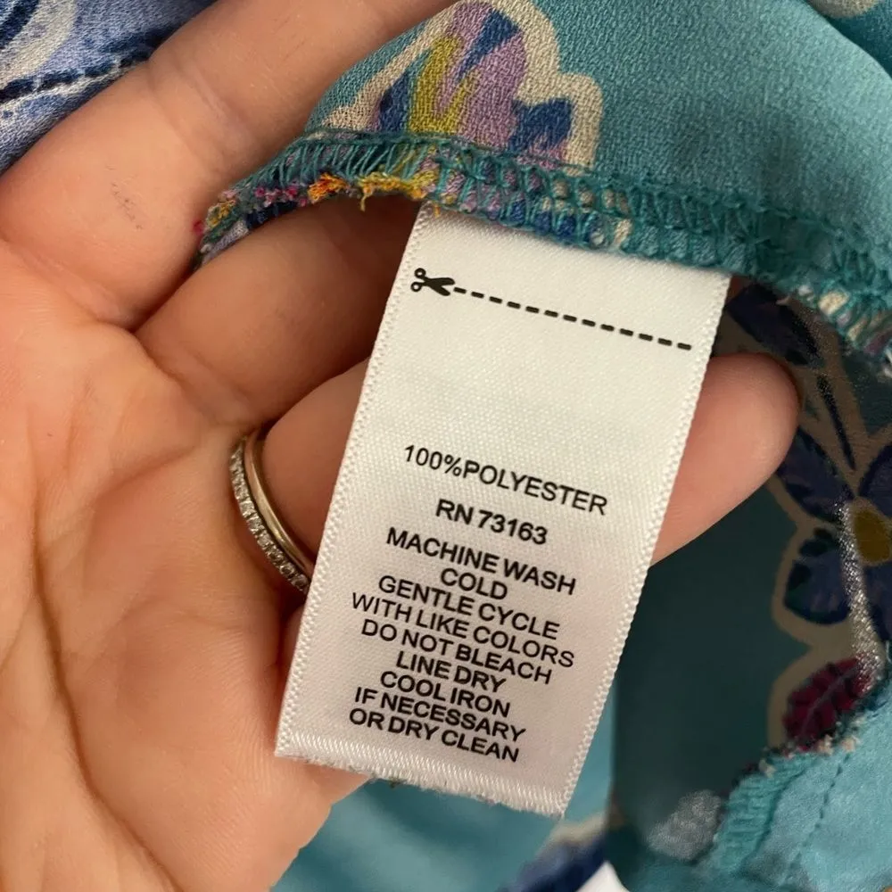 Spense bold floral notch neck sleeveless top size large Green - Image 4