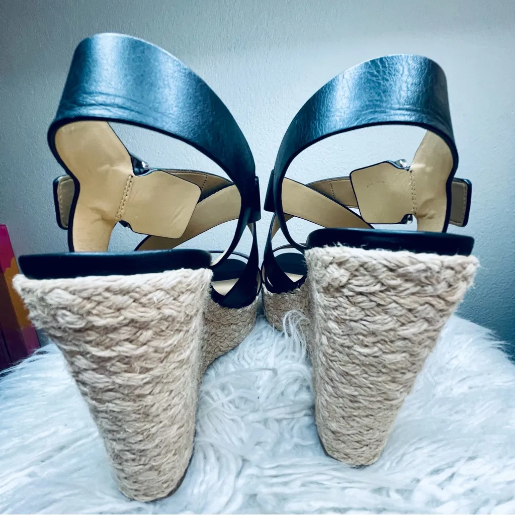 MICHAEL KORS Black Strappy Heels Wedges GIOVANNA - Image 6