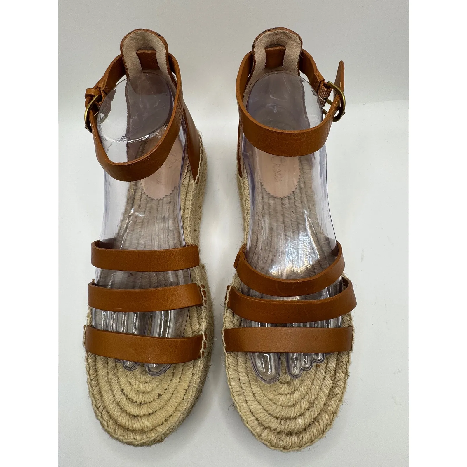 J Crew Shoes Women 9.5 Brown Leather Grace Gladiator Espadrille Platform‎ Sandal - Image 6