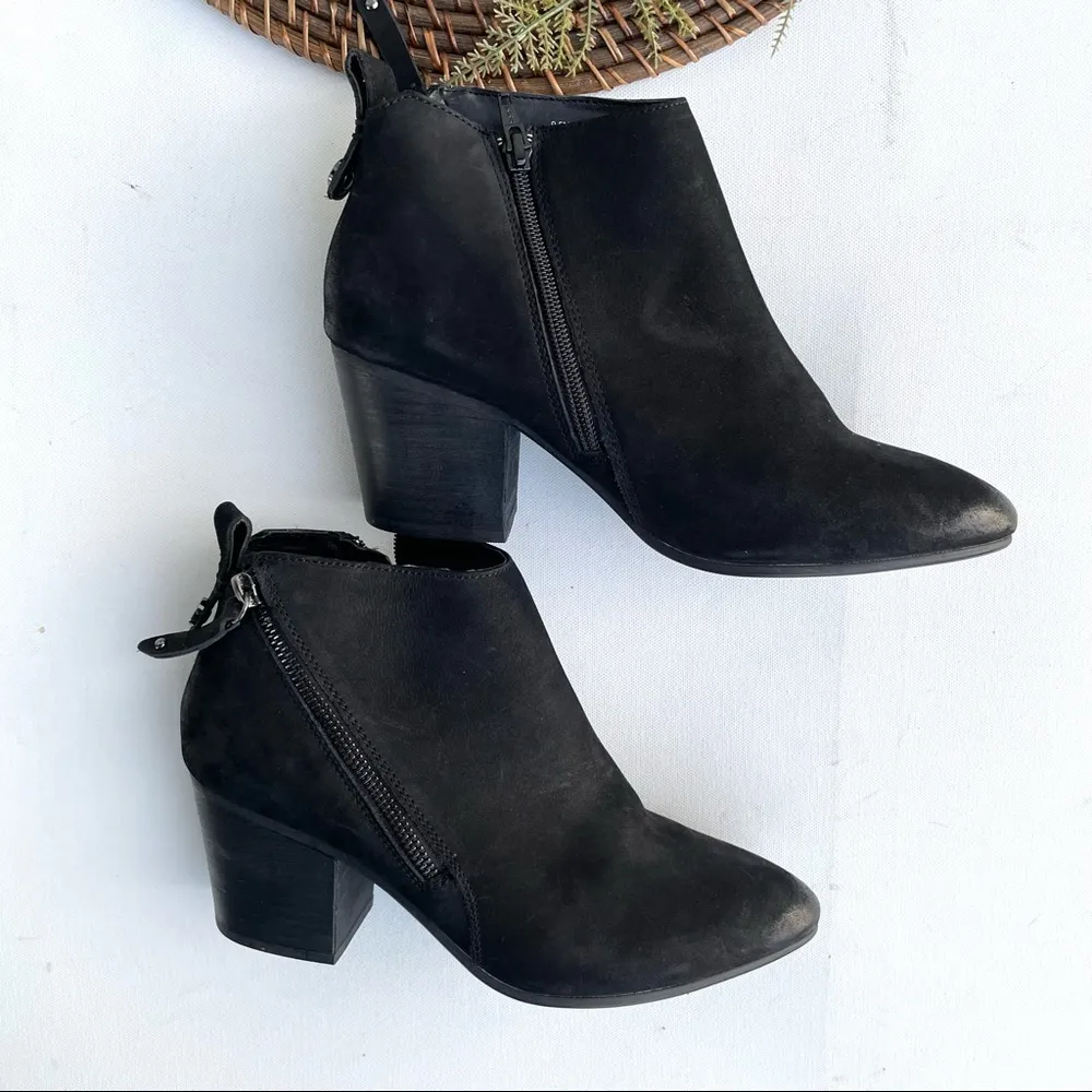 Steve Madden Boots Booties Black Jaydun Nubuck Suede Ankle Block Heel 9.5 - Image 2