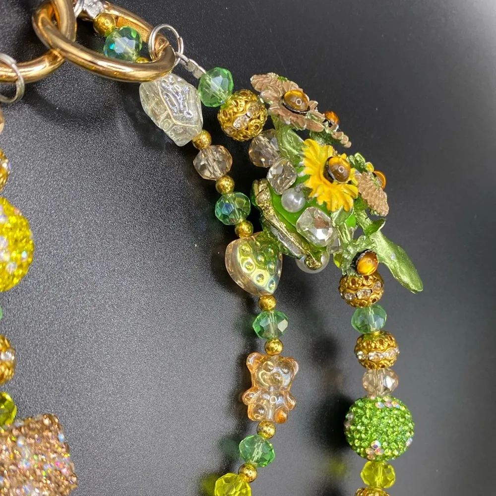 🌻Luxury Bag/Phone Chain Charm/Keychain Van Goth Sunflowers Bling Crystal Beads - Image 10