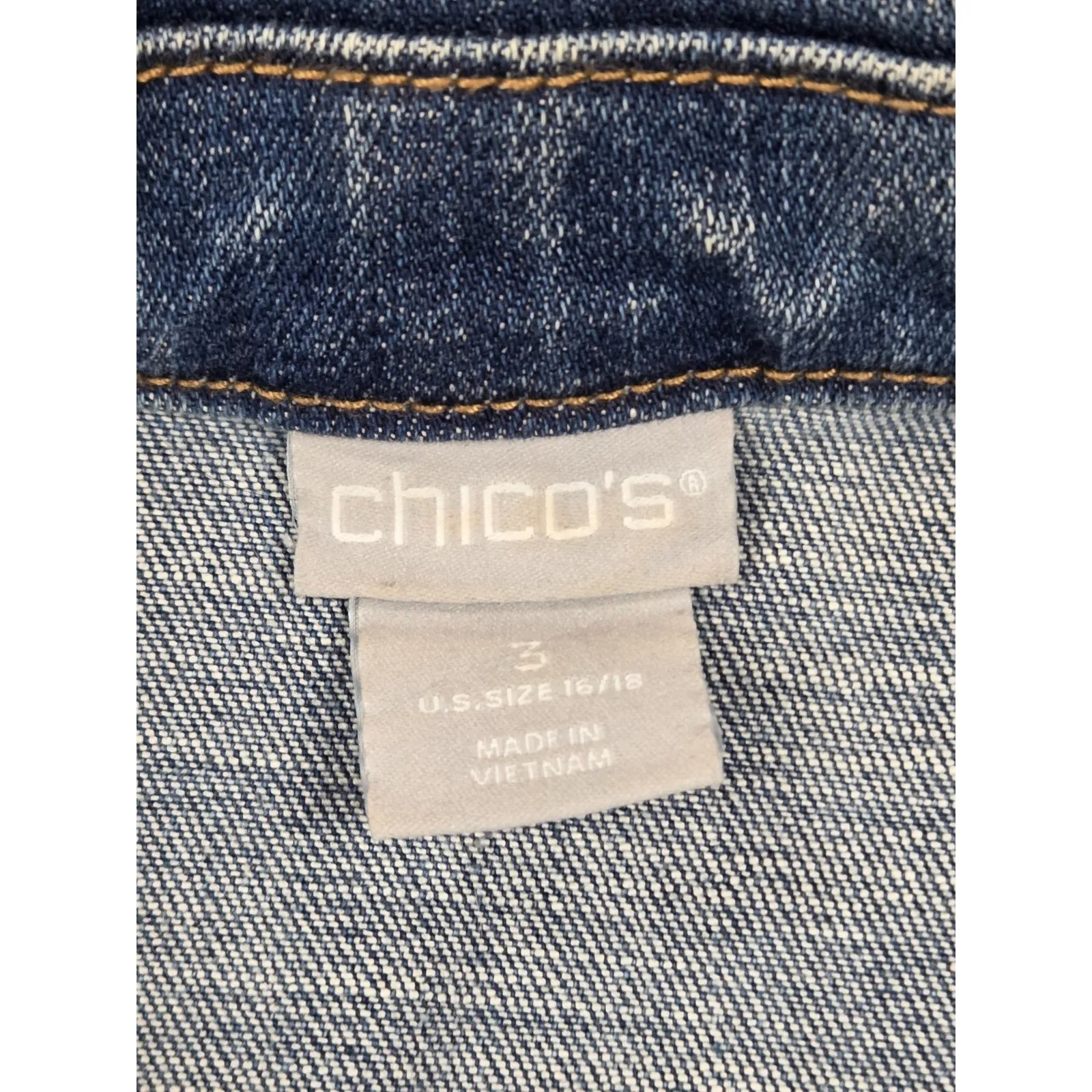 Chico's Denim Ombre Blue Aqua Stretch Jean Jacket Size 3 - XL 16/18 - Image 2