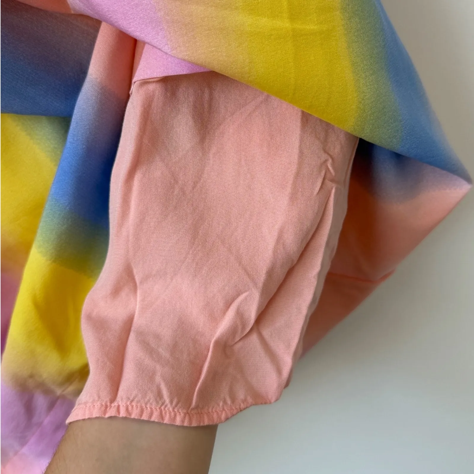 English Factory‎ Women's Rainbow Striped Puff Sleeve Babydoll Dress Size Medium - Image 10