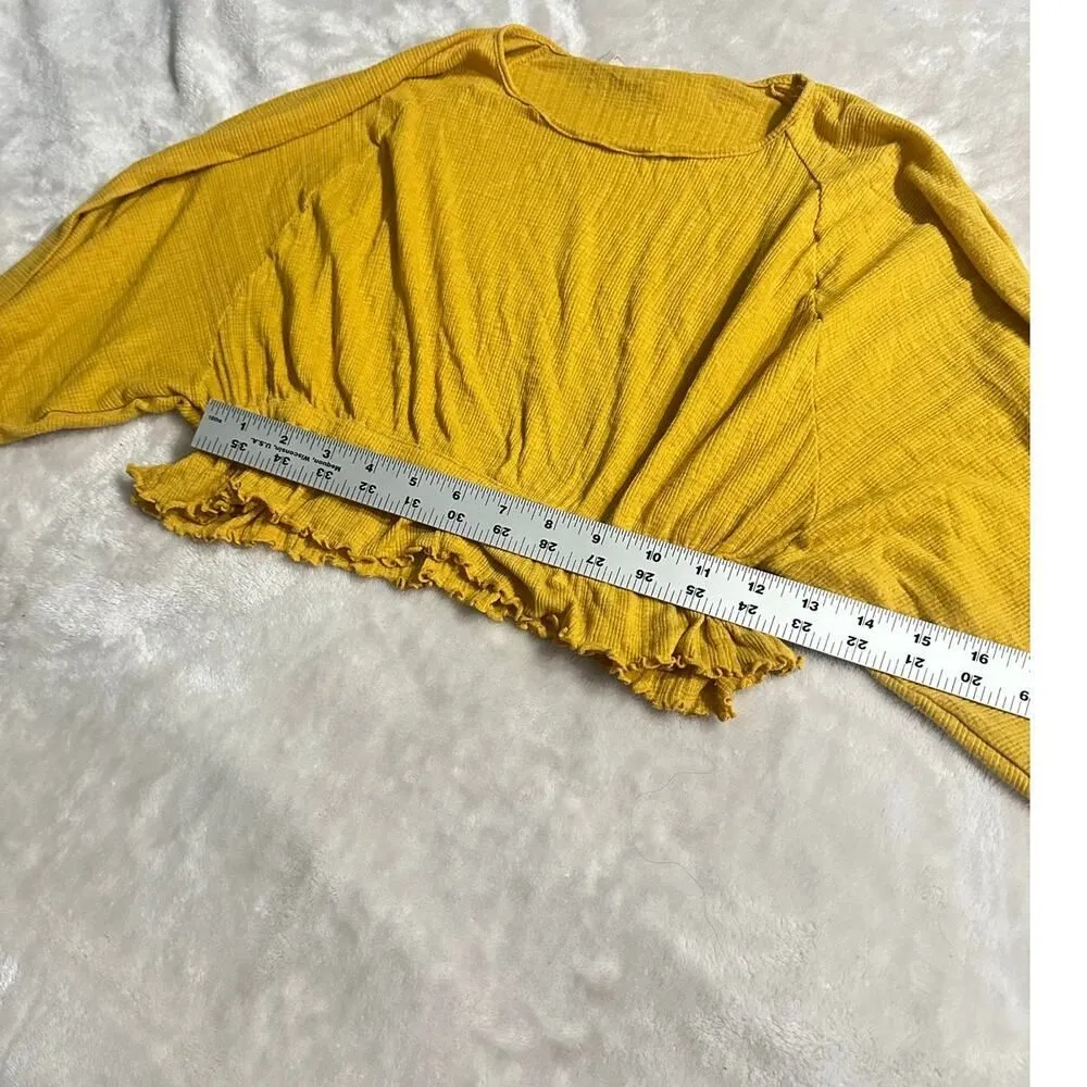 Free People Beach Sweet Lady Set Women's XS Mustard Yellow Long Sleeve Ruffle - Image 7