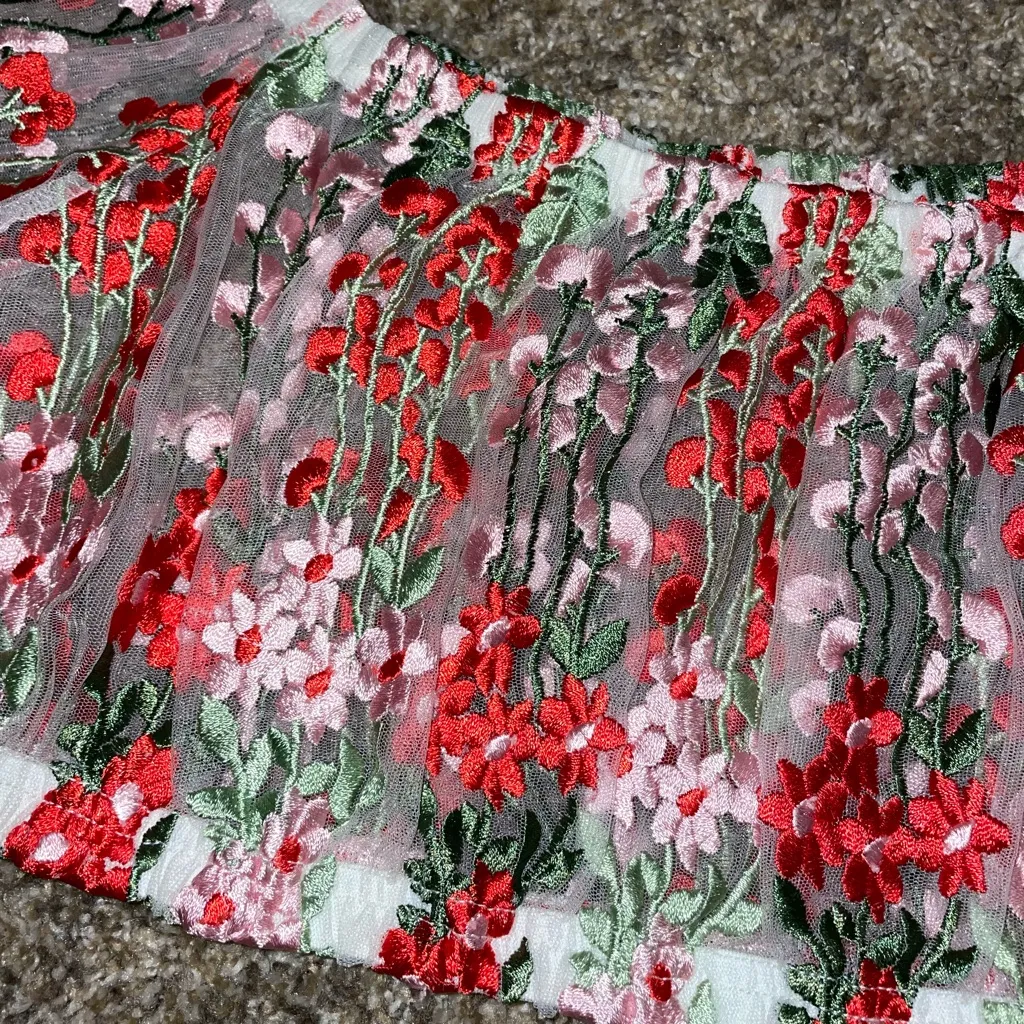 Kimchi blue embroidered mesh crop top - Image 5