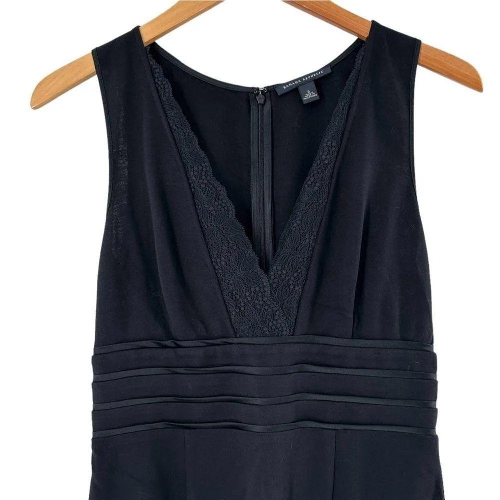 BANANA REPUBLIC Black Ponte Sleeveless V-Neck Dress Size 6 Career Cocktail - Image 3
