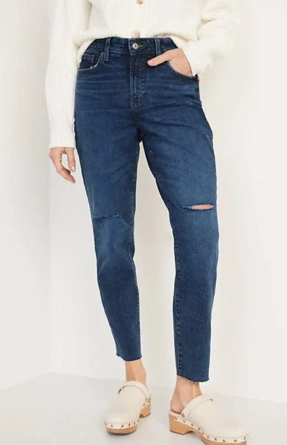 NWOT OLD NAVY High-Waisted O.G. Straight Ripped Cut-Off Jeans - Image 3