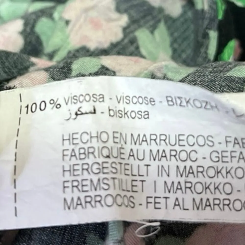 Zara Women's Black Rose Floral Slit Zipper Midi Straight A-line Skirt Size XS - Image 5