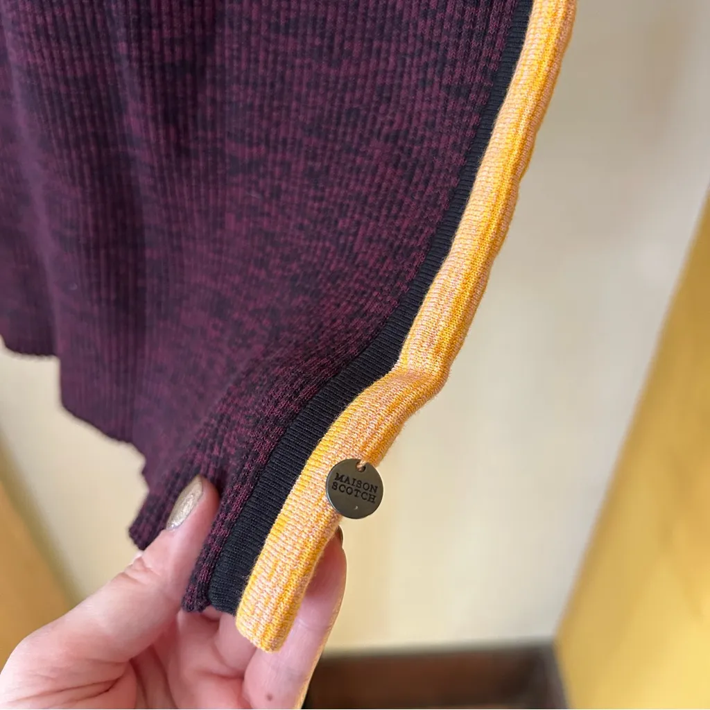 Scotch & Soda Dans La Nuit Fitted Ribbed Knit Skirt Side Stripes Bodycon Size M - Image 4