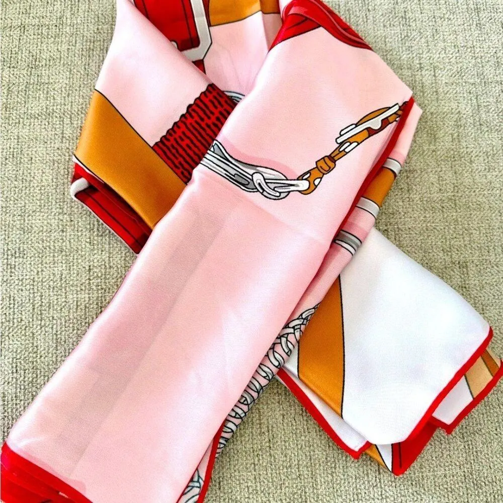Stylish Pink and Red Geometric Scarf - Image 2