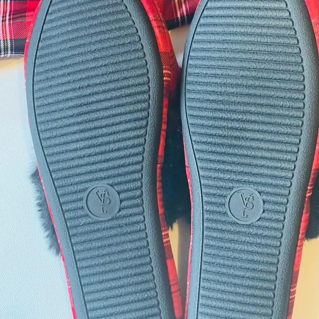 Victoria secret red plaid satin slippers - Image 5