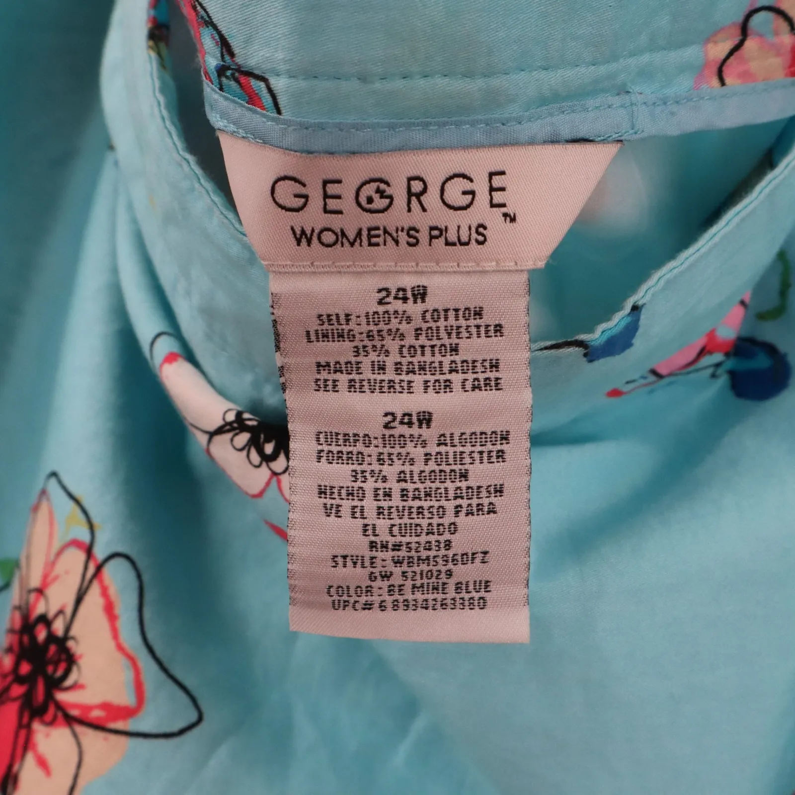 George Blue Floral Mini Short Flare Lace Trim Preppy Zip Button Skirt Plus 24W - Image 5