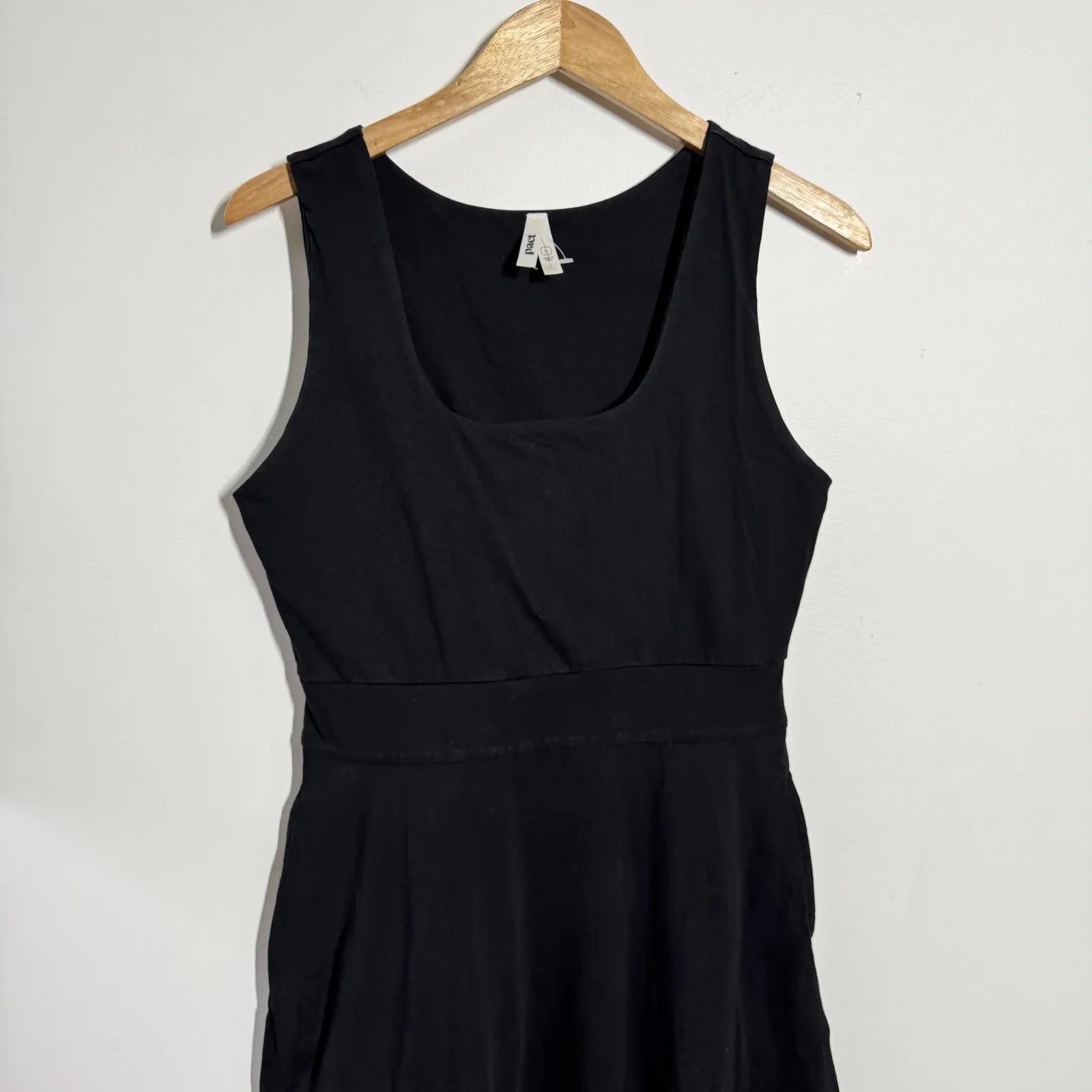 Pact Organic Cotton Handkerchief Hem Dress Women L Black Pocket Square Neckline Size L - Image 3