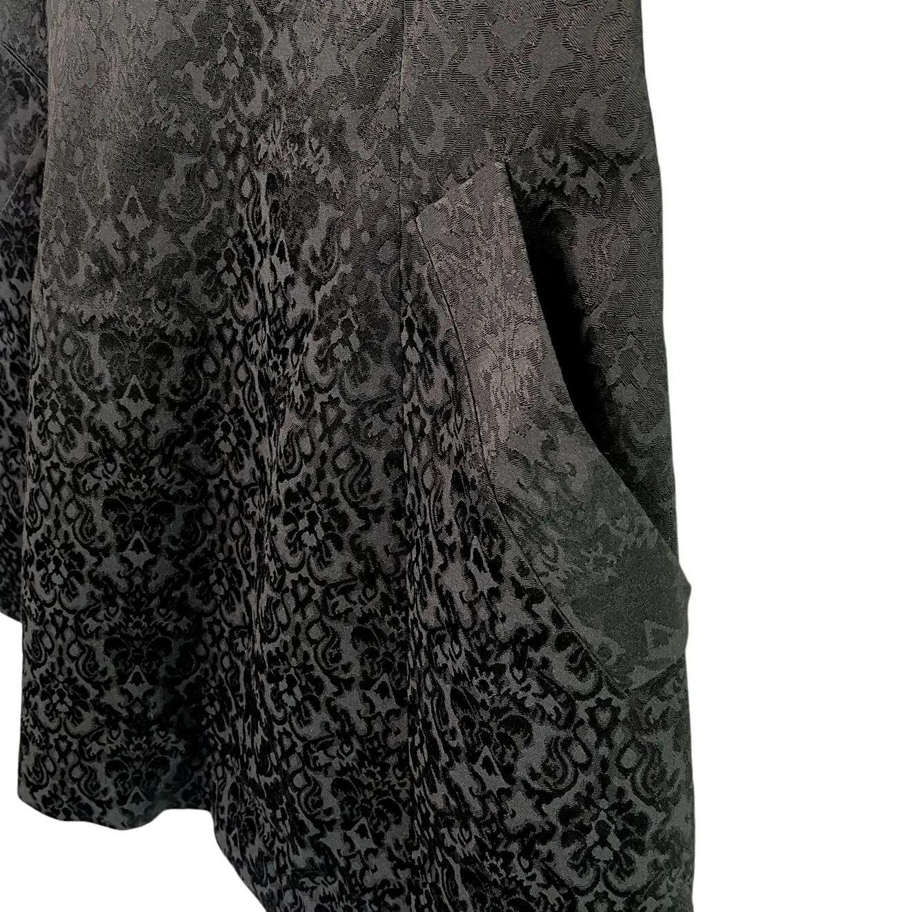 ZARA Sleeveless Embossed Jacquard V Neck Dress Pockets Back Zip up XS Black - Image 12