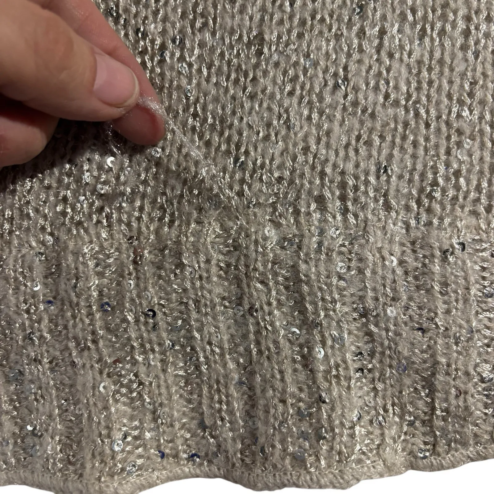 Press Women's Gray Cream Sparkle Pullover 3/4 Sleeve Sweater Poly Acrylic Small - Image 13