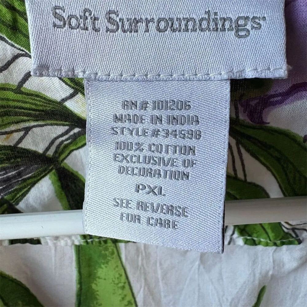 Soft Surroundings Women's PXL Cotton Floral Tunic Blouse Multicolor Casual Top - Image 5